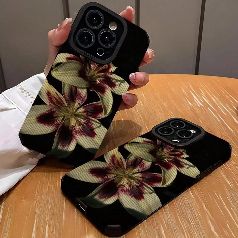 Vintage Flower Pattern Phone Case, 1 Count Shockproof Phone Protective ...