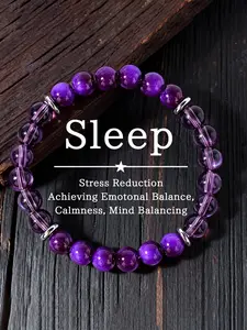 Sleep Aid Stress Relief Imitated Amethyst Bracelet, Handmade Beaded Jewelry, Emotion Balance, Calm Mind Daily Accessory, Healing Crystal Bracelet