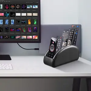 PU Leather Remote Control Storage Box with 5 Compartments, Multi-Functional Desktop Organizer for Makeup Brushes, Pens, Office Supplies, Desk Tidy