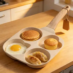 kitchen heat resistant bakeware in 3 Santa Four-hole egg frying pan, 1-count non-stick egg frying pan, aluminum omelette roll pan, breakfast frying pan for boiling eggs, hamburgers and bacon, non-stick cooking tool Cookware