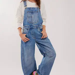 Women's European and American Street Style Washed Vintage Loose Straight Cargo Jeans Overalls Womenswear Suits jean baggy  90s outfits jeans tiro alto Streetwear Denim Wide Leg Denim Jeans Wideleg Trouser stacked jeans Pants Pocket Fitted Basic