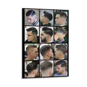 Modern Barbershop Men's Hairstyle Guide Poster Men's Haircut for Salon Wall Poster Decor Print