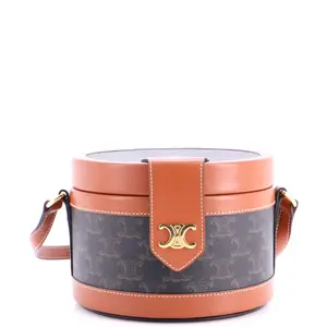 Pre-owned Celine material Messenger Bags Tambour Bag Triomphe Coated Canvas Medium by Rebag
