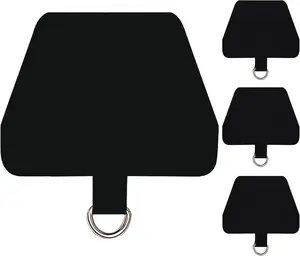 4 Pack Phone Tether Tab, Phone Strap Replacement Part for Cell Phone, Safety Lanyard Patch (Black x4)