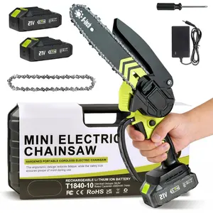 6-inch Mini Chainsaw Cordless: Home Garden Electric Chainsaw - 950W Pure Copper Brushless Motor, High Efficiency, Low Noise, 21V Batteries x2, Up to 80-Min Runtime