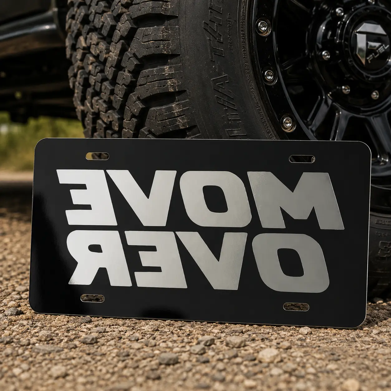 Move Over License Plate  Funny Black Metal Vanity Plate  Aluminum Novelty Car Tag  Truck Auto Accessory  Gift for Truck Drivers