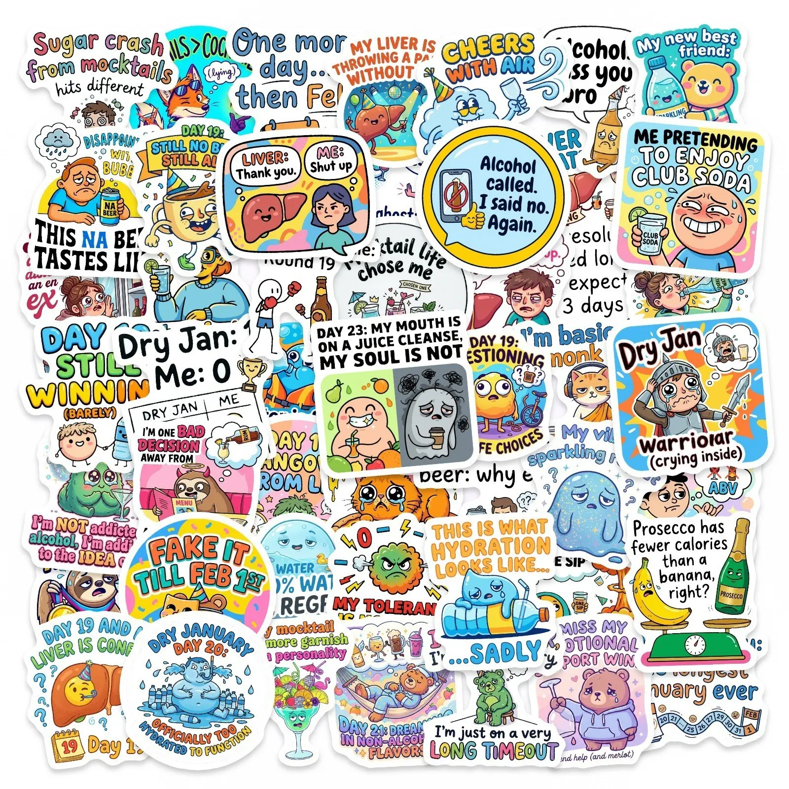New 50 Sheets Humorous Self-Deprecating Stickers, Creative Fun Cartoon ...