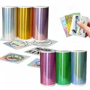 Thermal Holographic Stickers (6 Rolls, 57mm Wide) - Silver, Gold, Purple, Blue, Green Options - Compatible with C9-C15-C19-X5-X6-T02-M02 Mini Printers for Barcode, Logo Design Use