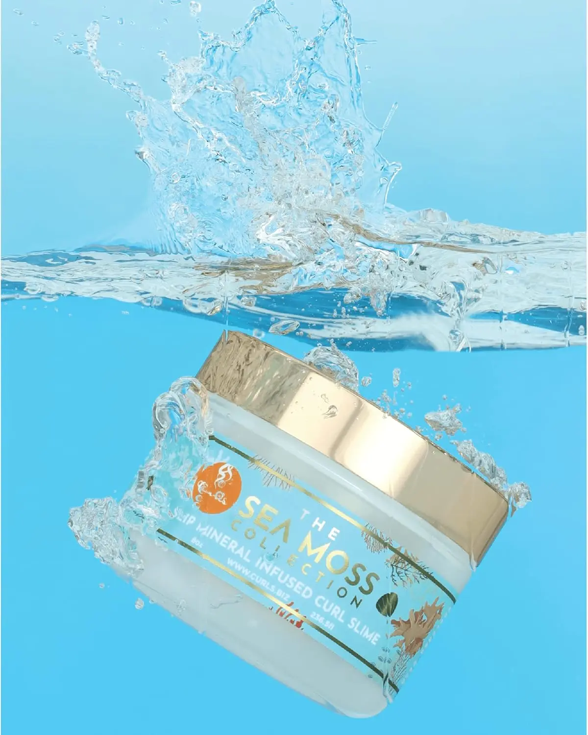 CURLS Sea Moss Styling Jelly Cream, Mineral Infused Moisture Formula with Organic Extracts to Repair Dry Hair and Add Shine, Vitamins, Blueberry, Cleansing, Coconut, Silky, Smooth, Haircare, Gel, Jelly Gel, 8Oz, Medium Hold, For Curly Hair