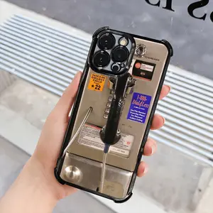 Phone Case: 1 NYC Public Telephone Payphone Phone Case Electroplating Process Protective Cover with Reinforced Cushioning And Collision Prevention Suitable for Various Models Of iPhone 17 16 15 14 13 Pro Max Cover