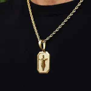 18K Gold - Plated Jesus Cross Pendant with High - strength Rope Chain, Easter Gift for Both Men and Women