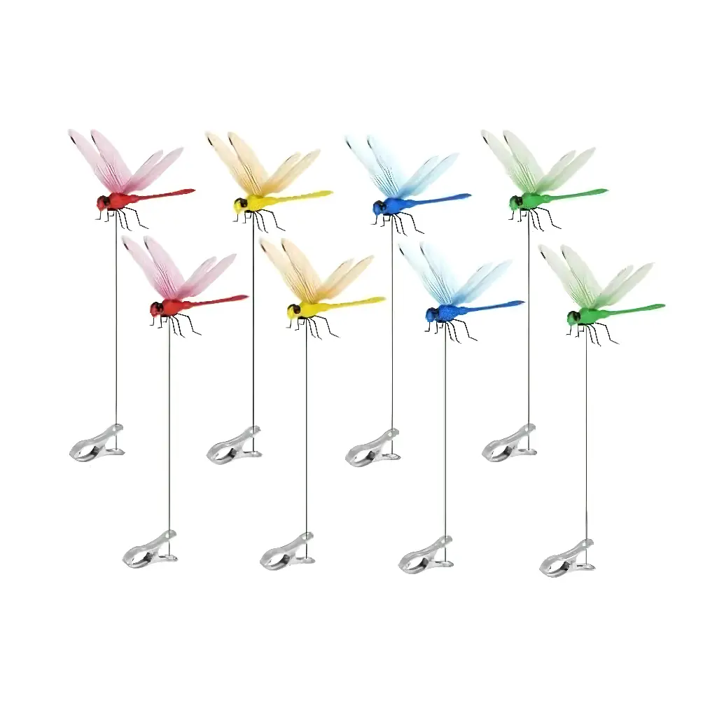 3D Colorful Decorative Fake Dragonfly Hat Clip, Ornamental Aesthetics Enhancer for Outdoor Patio Plants, 4Pack/8Pack Lifelike Decor Options