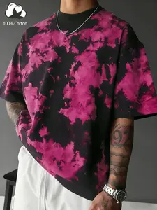 Unisex Vintage Streetwear Style 100% Cotton Loose Fit Casual Tie Dye T-Shirt Short Sleeve, Soft Breathable, Y2K Fashion, Art Graffiti Hip-Hop Daily Wear