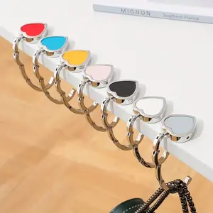 Foldable Heart-Shaped Bag Hook, Leather Pure Color Pattern, Desktop Backpack Hook, 1 Piece, Durable Design, Perfect for Organization