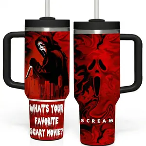 Ghostface 2026 Scream Movies Custom Cup 40 oz Tumbler With Handle