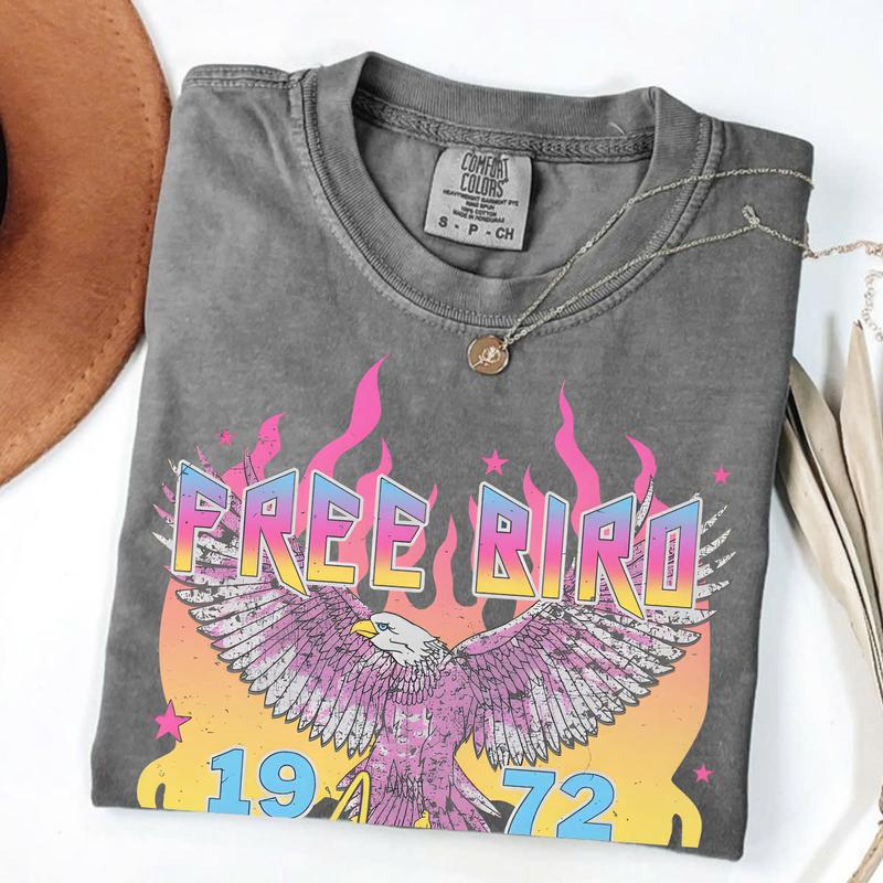 Comfort Colors Free Bird Shirt , Old School Band T-shirt, Retro Music Shirt, Rock Band Tee, Oversized Trendy Shirts for Women