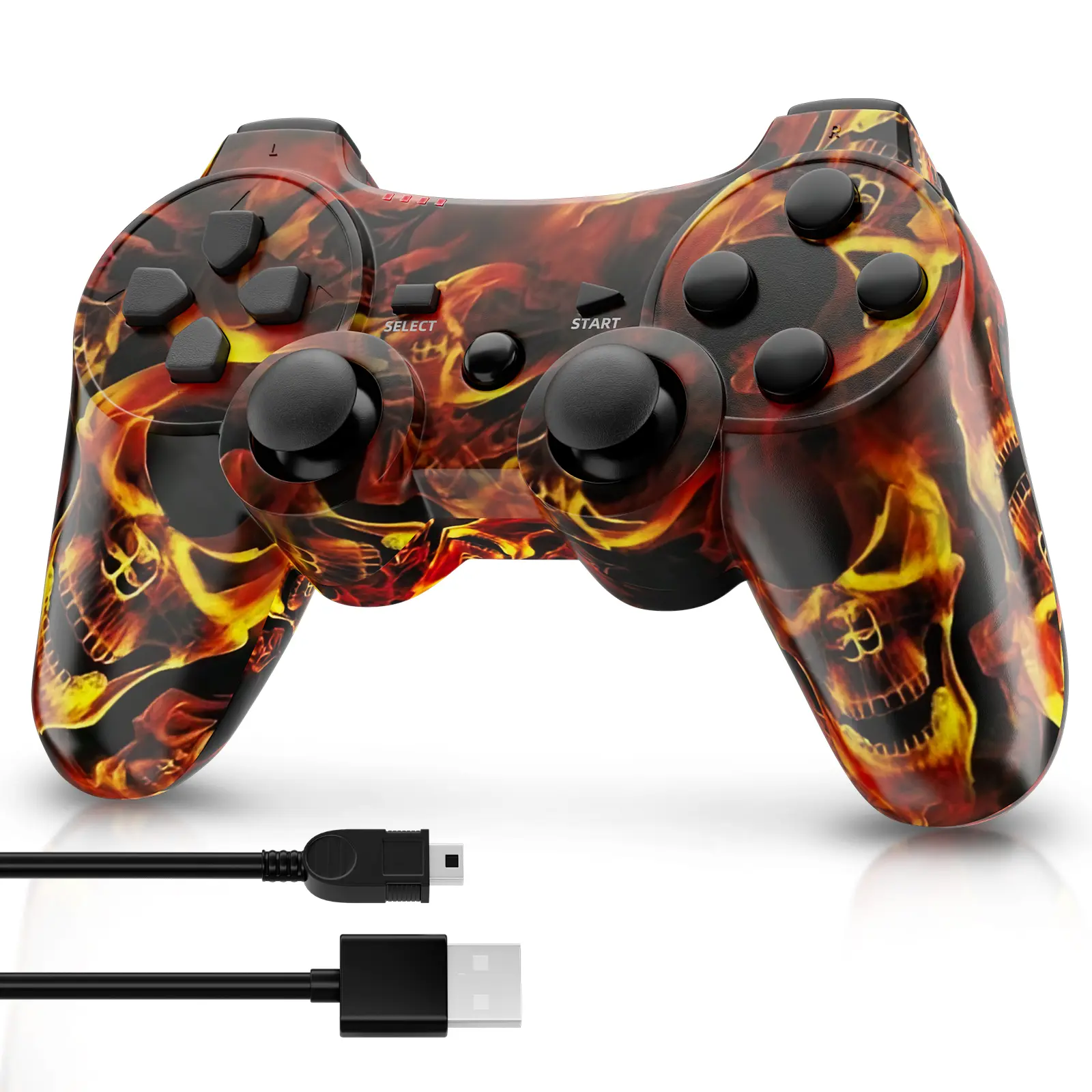 Wireless Console Game Controller for PS3, PC Windows, Laptop - Wired for PS2, with Double Vibration, 6-Axis Gyroscope, Motion Sensing, Orange P3 Gamepad