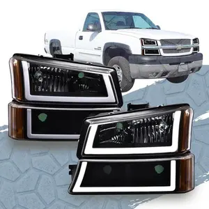 CROSSDESIGN LED DRL Headlights&Signal HeadLamps Fit For 2003-2007 Chevy Silverado