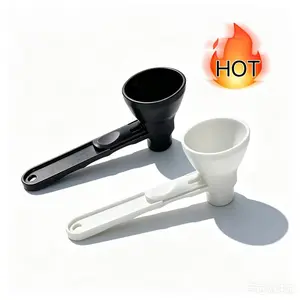 Coffee spoon and funnel for reusable cups and refillable coffee capsules; 2-spoon coffee measuring spoon for grinding coffee, protein powder, and tea.