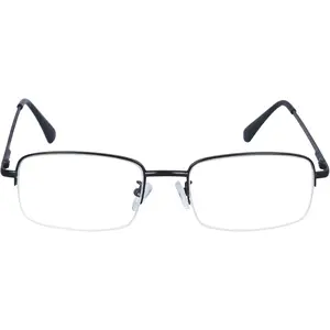 Half Frame Reading Glasses for Men Women Metal Rectangular Frame Spring Hinge + Glasses Strap