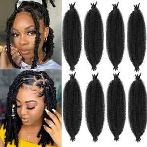 1B Color Marley Twist Braiding Hair 8 Packs 14 Inch Synthetic Pre-Separated Springy Afro Twist Hair