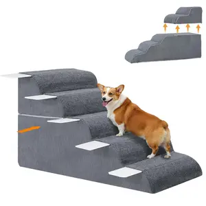 MOPHOTO Dog Stairs for High Bed Couch Sofa Pet Steps for Small Old Large Dogs and Cats Non-Slip Bottom Pet Stairs Home with Removable Cover & PE Support Board