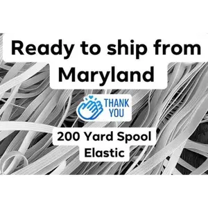 SALE- 200 Yard Spool Elastic, 1/4” Flat Braided Elastic, 6mm Black White Stretch Elastic, Soft, Face Masks, US Seller, Quick Ship, Premium