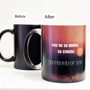 Inspirational Heat Color Changing Magic Mug With Statement You're So Brave, So Strong, I'm proud of you Drinkware Ceramic Cup Reusable