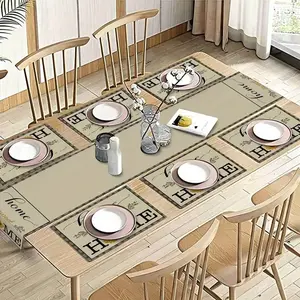 5-Piece Home Pattern Table Runner Set, Ideal for Kitchen Dining Living Room Wedding Decor, Indoor Outdoor Use, Elegant Design
