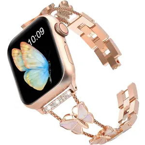 Wearable Bling Alloy Metal Band with Butterflies for Apple watch, 38/40/41mm and 42/44/45mm Accessories
