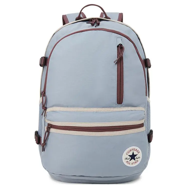 Converse Straight Edge Minimalist Colorblock Backpack - Polyester, Unisex Couple Style, Blue & Brown, for Outdoor & Casual Use