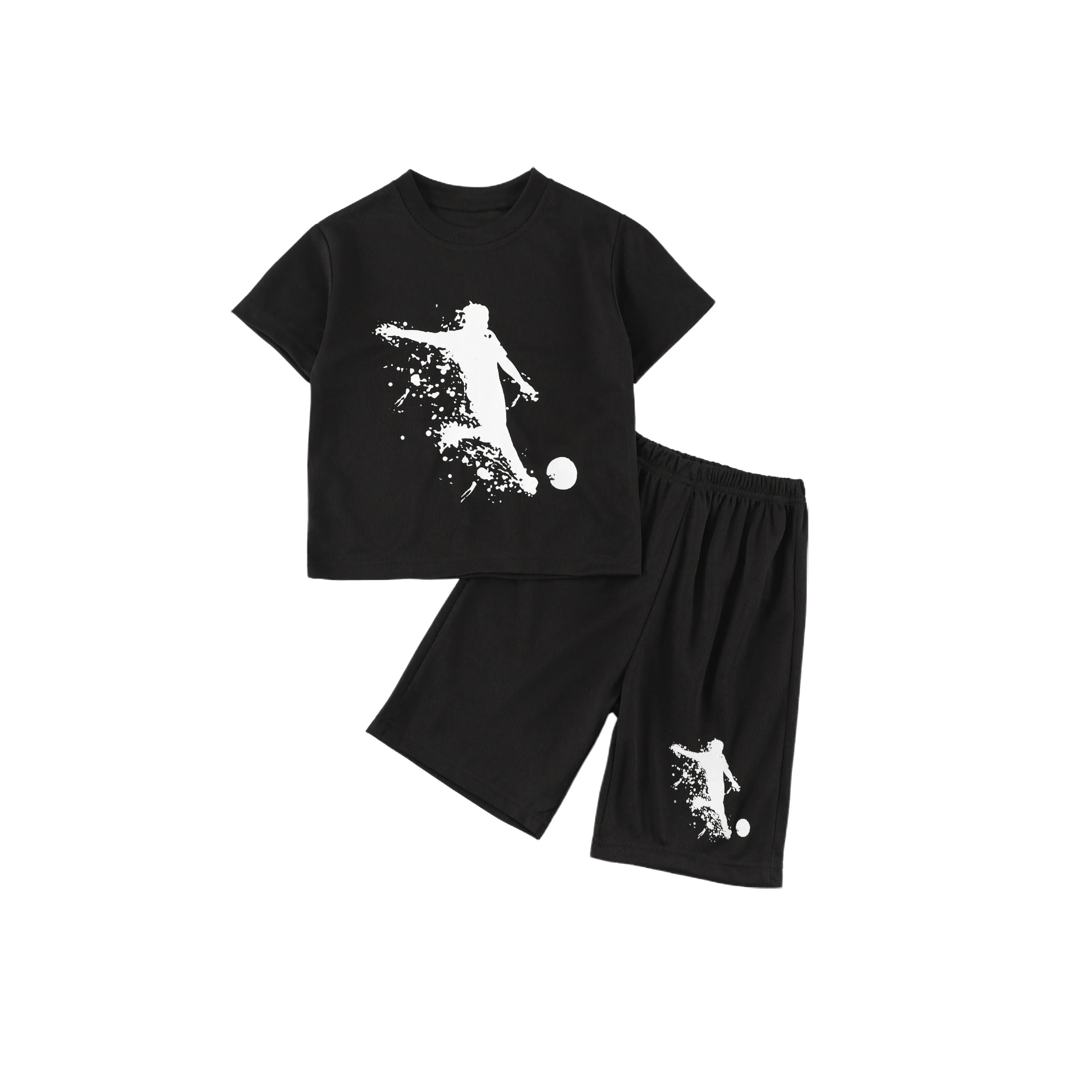 2-piece #SummerVibes children's basketball suit, boys' and girls' jerseys, ball pants suit, digital letter printed summer lightweight basketball vest and shorts.