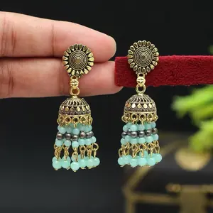 Firozi Color Oxidized Earrings