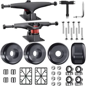 Jizmo Skateboard Trucks, Fits 7.75-8" Deck, Skateboard Wheels 52mm, Skateboard Bearings ABEC-9, Skateboard Pads, Skateboard Hardware Tool Combo Starter Set