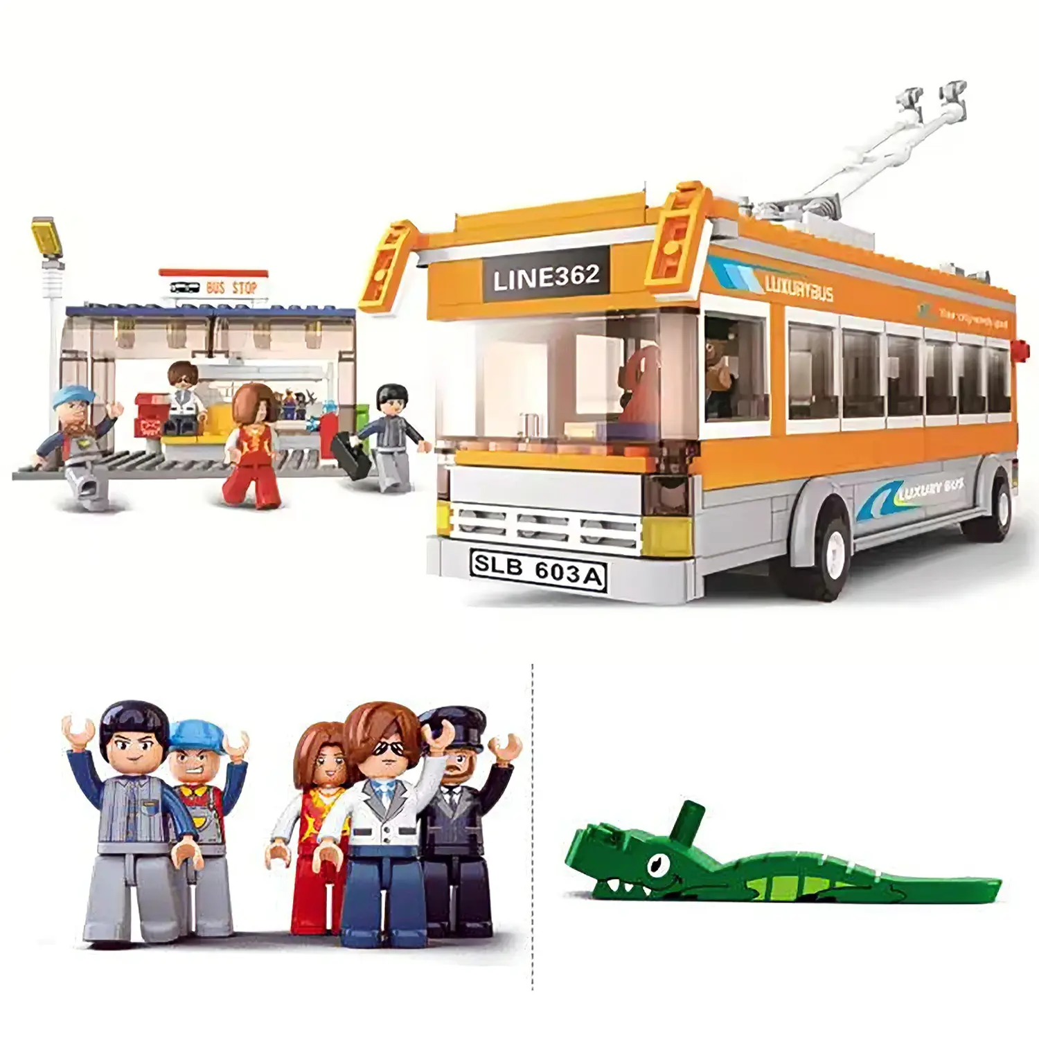 Trolley Bus Multi-Coloured Building Set 458 PCS, Made of Plastic, Fun ...