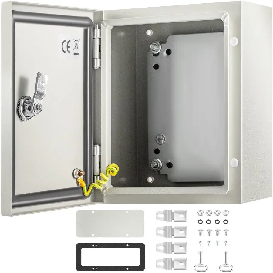VEVOR NEMA 4X Metal Electric Enclosure, 10x8x6 Inches Waterproof Metal Case, IP66 Rated Water-Dust Resistant, Includes Mounting Plate, Suitable for Outdoor & Indoor Use
