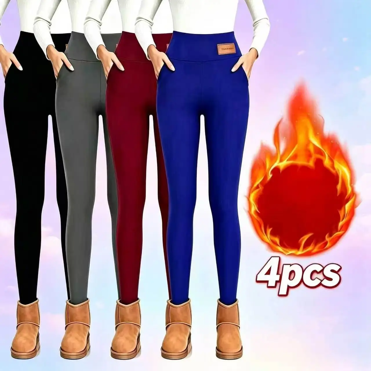 4-piece warm fleece joggers designed for cold days. Thick sherpa fleece interior retains heat efficiently, lightweight outer won’t feel bulky. Stretch slim silhouette, handy side pockets, versatile for home relax, travel, outdoor daily wear. pants shop