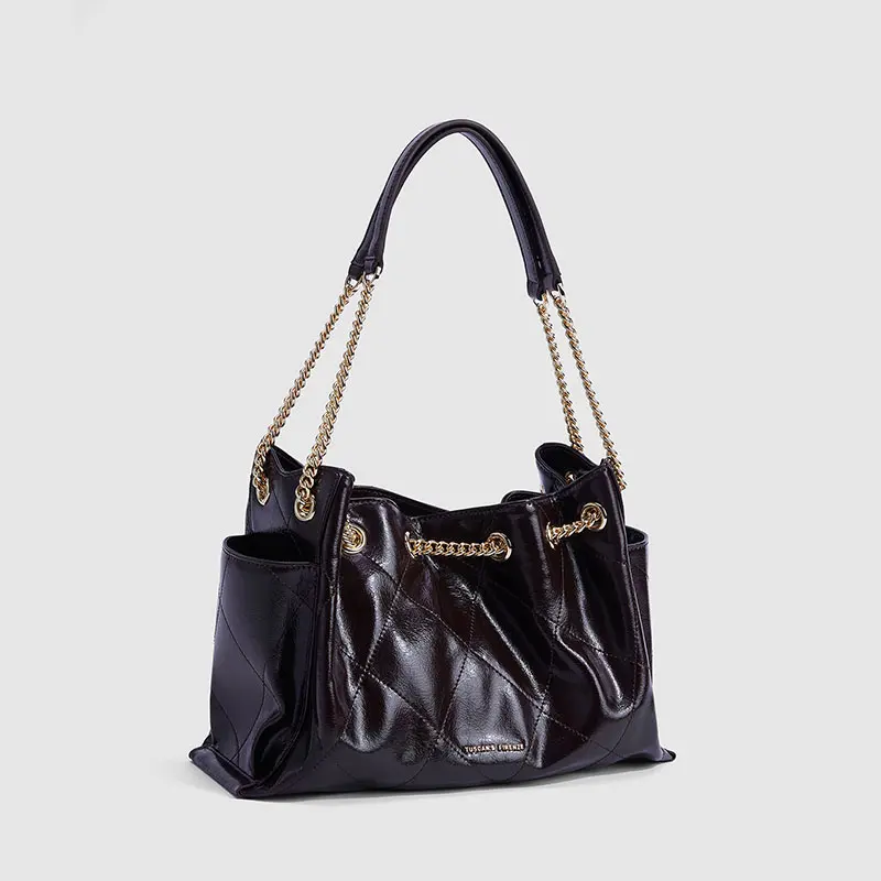 TUSCAN'S Oil-Waxed Cowhide Bag - Elegant Everyday Carry - Genuine Leather Shoulder & Crossbody Handbag, Large Capacity