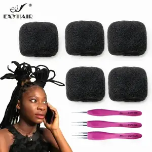 Exyhair 16 inch Tight Afro Kinky Bulk 100% Human Hair for Ideal to Make/ Repair Afro Hair Braids, Dreadlocks Extension, Afro Twist