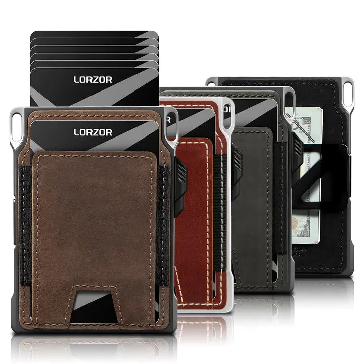 LORZOR Men's Tactical Wallet-Minimalist Full-Grain Leather Wallet