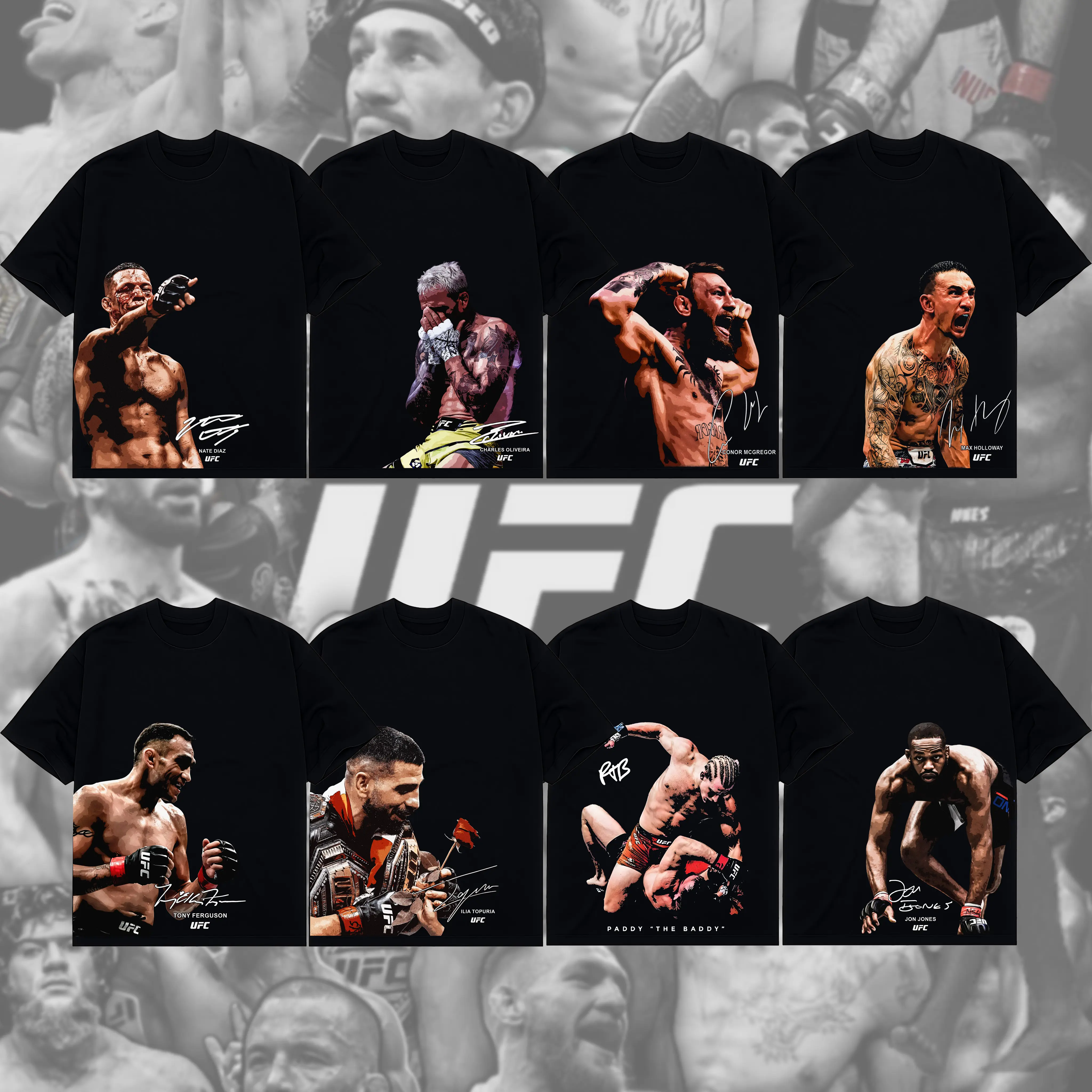 UFC Fighters Collection T-Shirt MMA Fighters Graphic Tee Combat Sports Fan Shirt MMA Fight Night Shirt Gift for Men Women American Made Fightwear