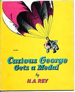 USED Book - Curious George gets a medal with record by H. A. REY (Paperback)