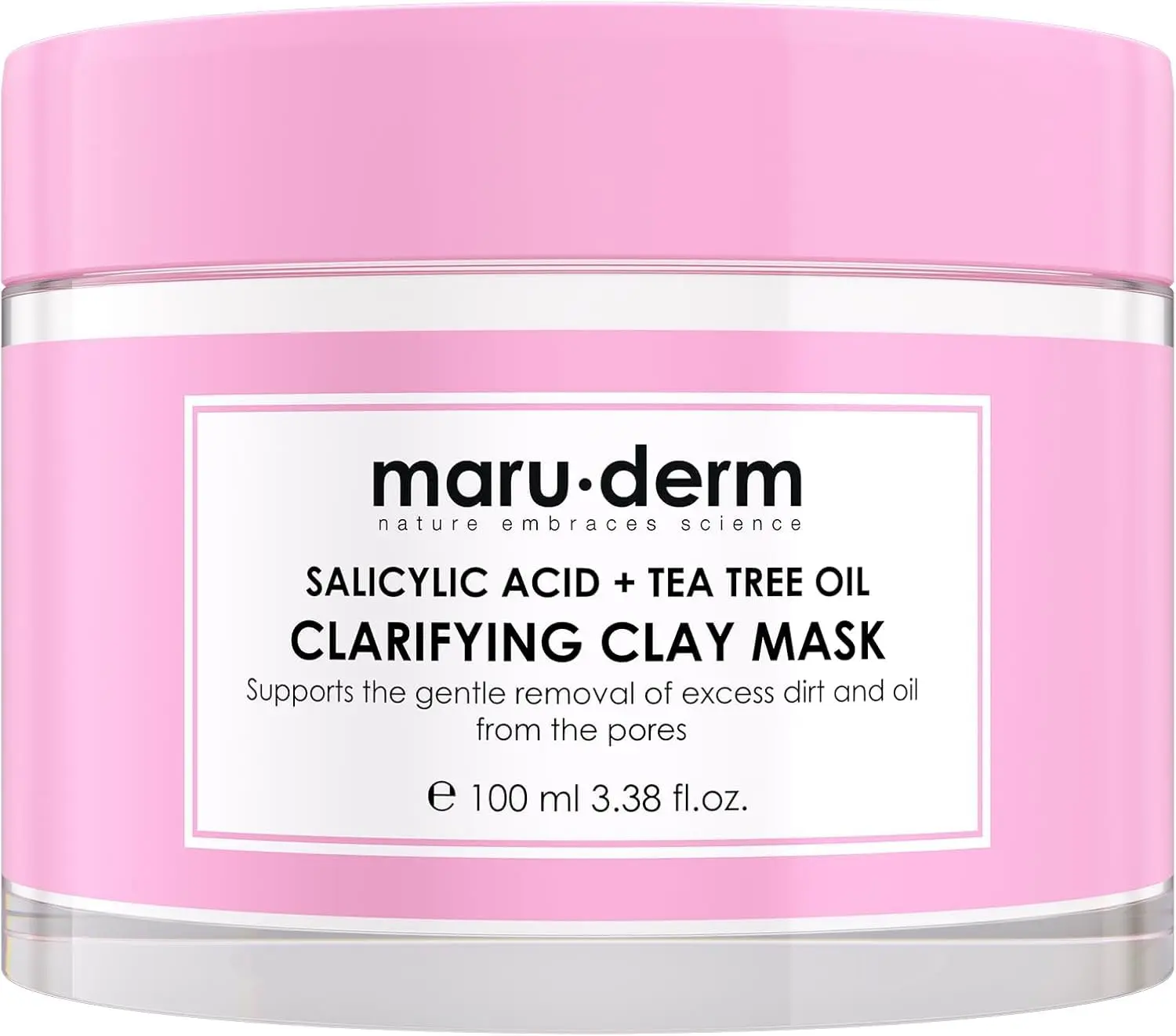 Maruderm Salicylic Acid + Tea Tree Oil Clarifying Clay Mask — Pore-Refining, Oil-Balancing & Smoothing — Kaolin/Bentonite, 3.38 fl. oz. (100 mL)