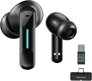SW4 USB Wireless Earbuds for PC and Laptop: Bluetooth Headphones with 2.4GHz Dongle, Microphone, Ideal for Work and Desktop Use