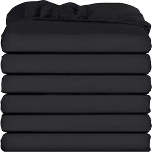 Fitted Sheets - Bulk Pack of 6 Bottom Sheets - Soft Brushed Microfiber - Deep Pockets - Shrinkage & Fade Resistant - Easy Care (Black)