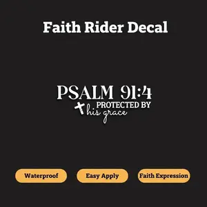 1pc Christian Faith Psalm 91:4 Bible Cross Design Car Sticker, Versatile Decal for Cars, Laptops & Windows, Durable Vinyl Material