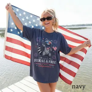 USA 250th Anniversary Shirt, Feral And Free Raccoon Tee, Funny Patriotic America Graphic Shirt, Freedom Gift Tee