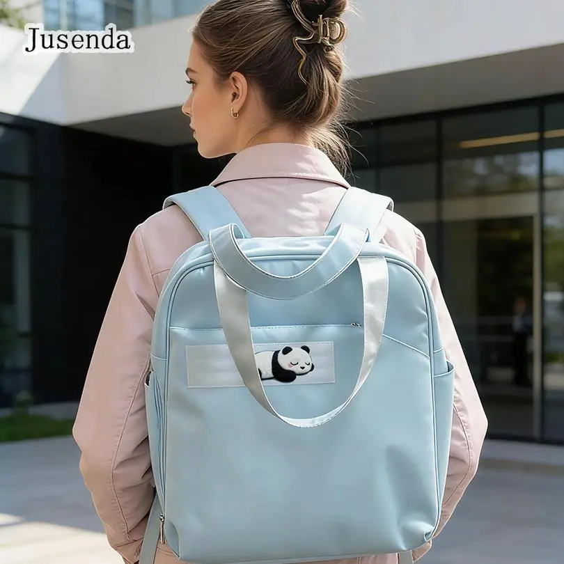 Jusenda Women's Athletic Tennis Tote Bag in Macaron Colors, Waterproof Casual Bag with Shoe Compartment, Holds 2 Rackets for Fitness & Travel, Female Tote, Two-Racket Size