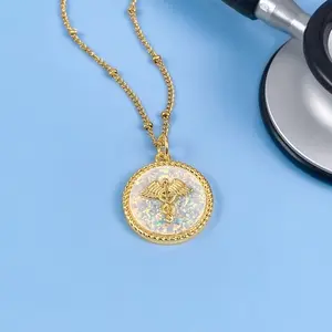 White Opal Caduceus Necklace