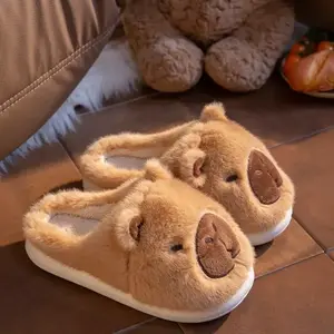 Fuzzy Capybara Slippers for Women Men Warm Non-Slip House Slippers Cute Animal Design Soft Thick Sole Cozy Plush Slippers Fashion Indoor Slippers for Fall Winter SpringGift